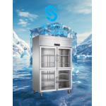 1000L 4 Door Glass Door Freezer Commercial Food Grade Stainless Steel for sale