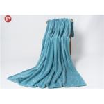 Flannel Knitted Polyester Fleece Blanket Super Soft Blue Wavy Mink Blanket Soft Warm for sale