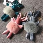 Soft Feeling Kawaii Plush Keychain Pink / Grey Color Mini Size 20G for sale