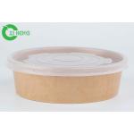 Food Grade Recyclable Kraft Takeaway Food Container Paper Bowl 500ml With PP White Lid for sale