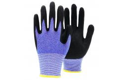 China Black Non Slip Nitrile Polyester Work Gloves , Building Industrial Work Gloves supplier
