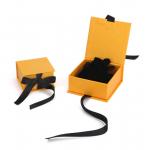 Simple Yellow Gift Box Black Satin Ribbon For Jewerly Earring Shipping for sale