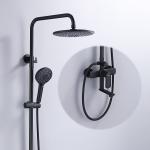 Brass 3 Spray Bathroom Shower Faucets With Round Shower Head Ceiling Mount  In Black for sale