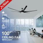 Remote Control 100 Inch Ceiling Fan with Lights and Black ABS Housing Energy Saving for sale