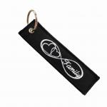 Eternal Family Keychain Gift - White Embroidery Heart Symbol & Metal Ring Fabric Keychain for sale