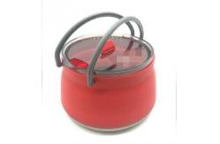 China 1.0L SS Bottom Silicone Collapsible Cooking Pot For Camping supplier