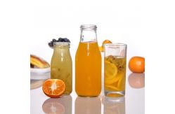 China Custom 350ml 500ml Milk Bottle Glass Milkshake Bottles With Lid supplier