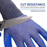 18 Gauge ANSI A4 Cut Gloves , Cut Resistant Latex Gloves Blue Customized Logo