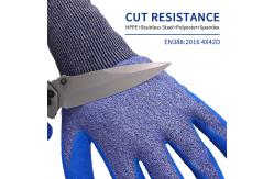 China 18 Gauge ANSI A4 Cut Gloves , Cut Resistant Latex Gloves Blue Customized Logo supplier