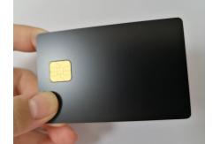 China SLE4428 Big Contact Chip Matte Black Metal Business Cards With 9mm Magnetic Stripe supplier