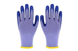 China Durable 13 Gauge Polyester Black Latex Work Gloves Anti Slip Abrasion Resistant supplier