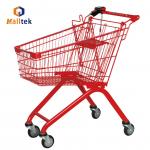80L European Metal Supermarket Cart With 4 Inch PU Wheels for sale