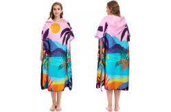 China Customized Printing Changing Surf Poncho Swim Robe Quick Dry Microfiber Hooded Beach Towel supplier