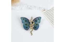China Metallic Butterfly & Serpin Brooch - Handcrafted Blue Gradient Design with Personalization Options supplier