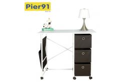 China Practical Movable Home Office Computer Desk With 3 Fabric Drawers / Hanging Pocket supplier