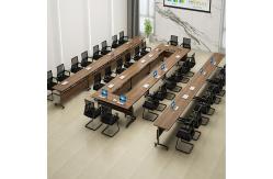 China Wooden Classroom Training Room Desks / Foldable Conference Table Tops With Wheels supplier