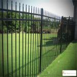 Black Powder Coated Decorative Metal Picket Fence Garrison Fence Panel 2.1x2.4m for sale