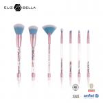 7 Piece Glitter Inside Plastic Handle Makeup Brush Set Synthetic Hair Cosmetic Brush for sale