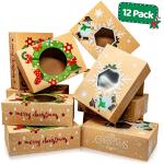 Kraft Foldable Christmas Gift Box Packaging For Chocolate Cake Bakery Dessert Food Stock for sale