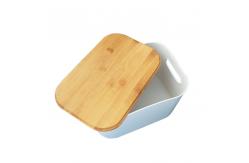 China Countertop PP Plastic Storage Organizer With Bamboo Lid For Kitchen supplier