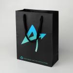 Black Paper Shopping Bag Black Bag Holographic Logo Printing Retail Bags for sale