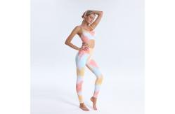 China Tie Dye Flatlock Stitching Matching Sports Bra And Leggings Set 280g supplier