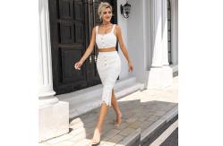 China Zipper Back Two Piece Lace Dresses No Sleeve Lace Skirt And Top Set supplier