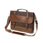 Reusable Antiwear Canvas Leather Messenger Bag , 14 Inch Waxed Canvas Shoulder Bag for sale