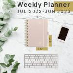 Hardcover Spiral Medium Academic Planner Light Pink For Student Use