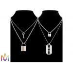 Hiphop Double Layer Key Lock Engraved Mens Chain Necklace