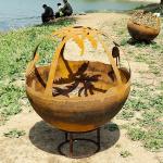 Manual Ignition Corten Steel Propane Fire Pit Eye Catching Garden Centerpiece for sale