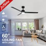Home Office 60 LED Ceiling Fan with Remote and 3 Black Plastic Blades 4000K CCT for sale