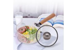 China Kitchen Cookware Borosilicate Glass Pot With Wood Handle supplier