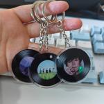 Metal Ring Transparent Acrylic Keychain Durable Simple Album CD Singer Idol Printed