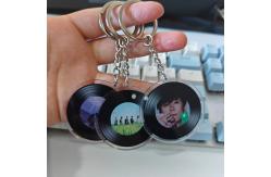 China Metal Ring Transparent Acrylic Keychain Durable Simple Album CD Singer Idol Printed supplier
