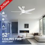 White Ceiling Fan With Light 5 Plastic Blade DC Motor Energy Saving for sale