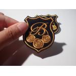 Eco Unique Style Custom Embroidered Patch Gold Rose Raised Effect