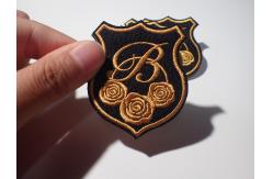 China Eco Unique Style Custom Embroidered Patch Gold Rose Raised Effect supplier