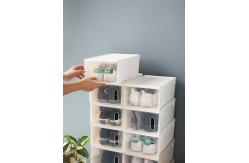 China 10 Pairs Plastic Shoe Box Organizer Clear Stackable Small Shoe Drawer supplier