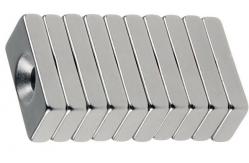 China Bar Shaped N50 Neodymium Custom Rare Earth Magnets With Two Screw Holes supplier