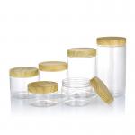 Clear PET Plastic Jar 80ml 100ml 120ml 150ml 200ml 250ml With Bamboo Lid for sale