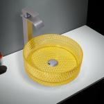 Cylinder Glass Wash Basin Unit With Center Drain Location Countertop Sinks