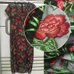 3D Rose Flower Embroidered Mesh Wedding Lace Fabric By The Yard For Women Dress for sale