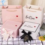 Luxury Wine Cosmetics Glossy Varnish Pink Magnetic Gift Box With Ribbon for sale