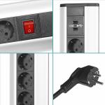 3,500 Watts Mountable Power Strip , Desk Power Outlet Inconspicuous Design