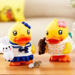 Cute 3D Plastic Piggy Bank Toy Duck Shaped Non Phthalate Pvc Material for sale