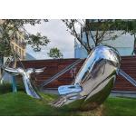 China Mirror Polished Modern Art Stainless Steel Whale Sculpture Garden Landscape for sale