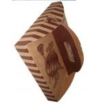 Stripe Folding Brown Paper Box Packaging With Handle For Pizza
