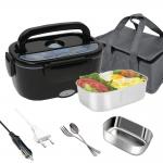 Customize Electric Lunch Boxes All Black Portable Heating Lunch Box for sale