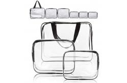 China Waterproof Zippered 6 Pack Clear PVC Toiletry Bag With Handle supplier